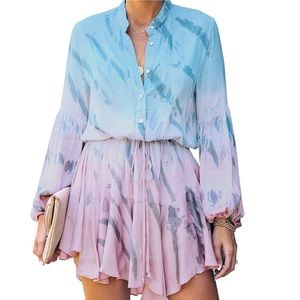 Tie Waist Ruffle Floral Chiffon Dress